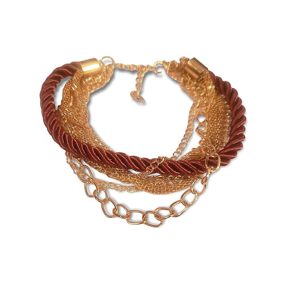 NWOT goldtone layered bracelet, red